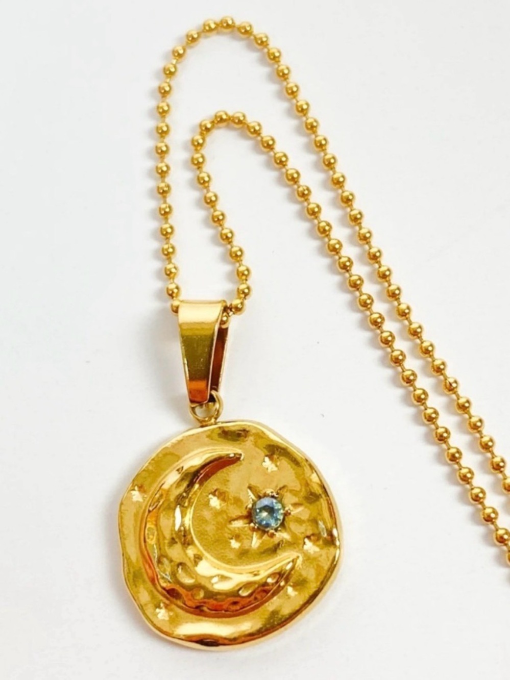 Gold MoonStar Pendant Necklace 18K Gold plated Solid Stainless Steel Waterproof - Picture 3 of 4